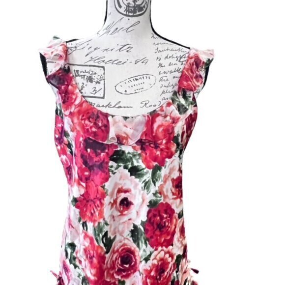 Oscar De La Renta Pink Label Slip Nightgown Small Floral Dress Ruffles VTG COA‎ - Picture 16 of 16